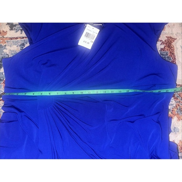 NEW CONNECTED APPAREL Plus 22W Blue Side Tab Pullover Cap Sleeve Sheath Dress - Picture 11 of 12